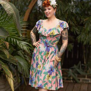 Trashy Diva Hibiscus Hollywood Circle Dress Size 14